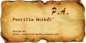 Petrilla Anikó névjegykártya